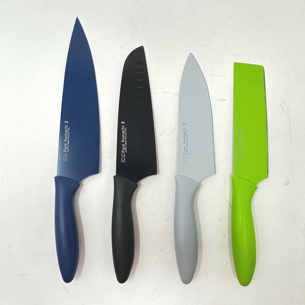 Kai Pure Komachi 2 Kitchen Knife Set 4 Piece Coated Stainless Steel with Sheaths